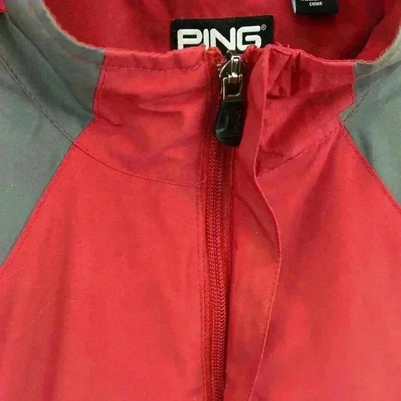 Ping Men’s Pullover Windbreaker Sz M Red and Gray Golf 1/3 Zip Drawstring Bottom - Picture 4 of 12